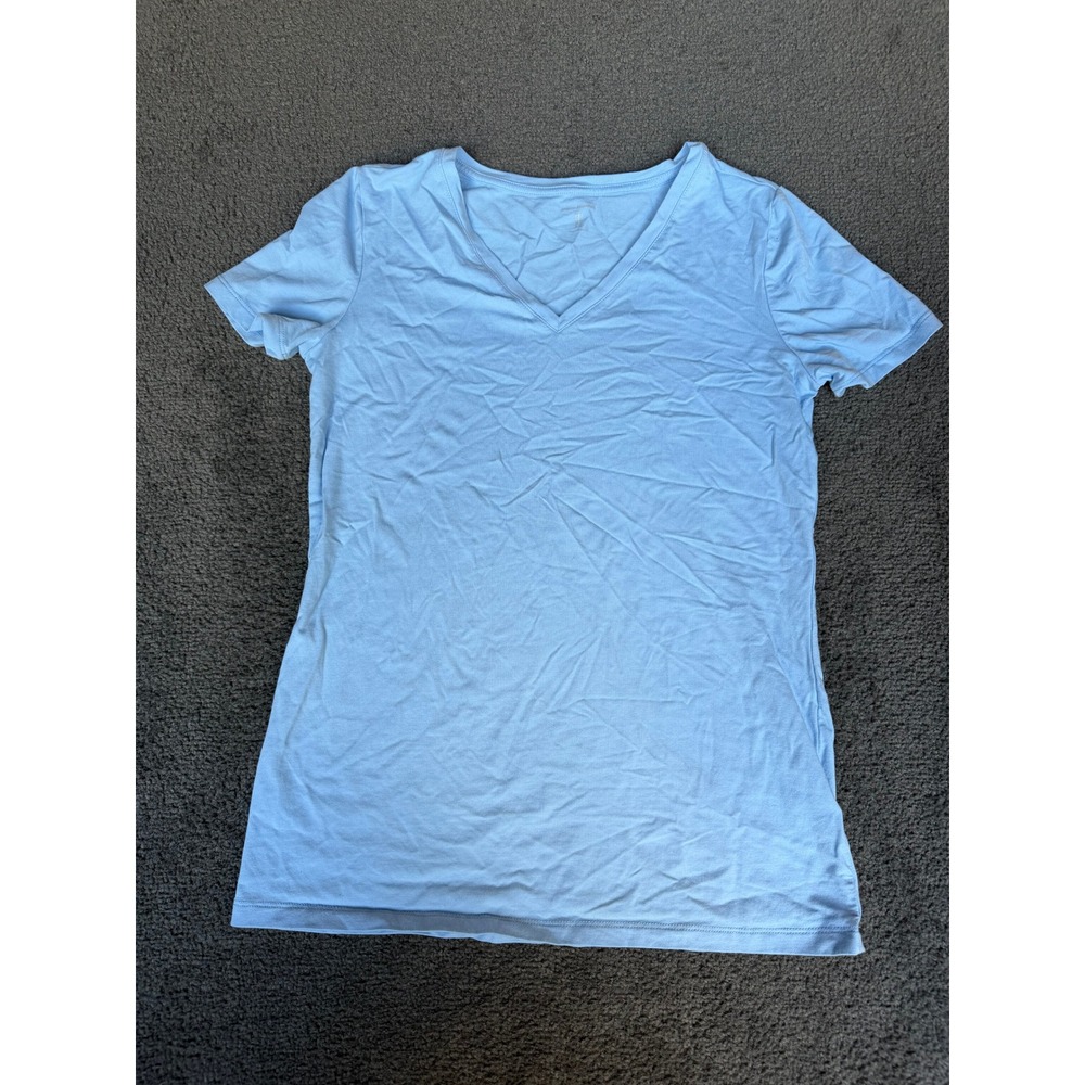 Amazon Essentials Womens V-Neck Short Sleeve T-Shirt Light Blue Medium